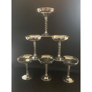 F.B. Rogers Silver Plate Champagne Coupes Set of 6 Grapevine Stem Vintage Spain